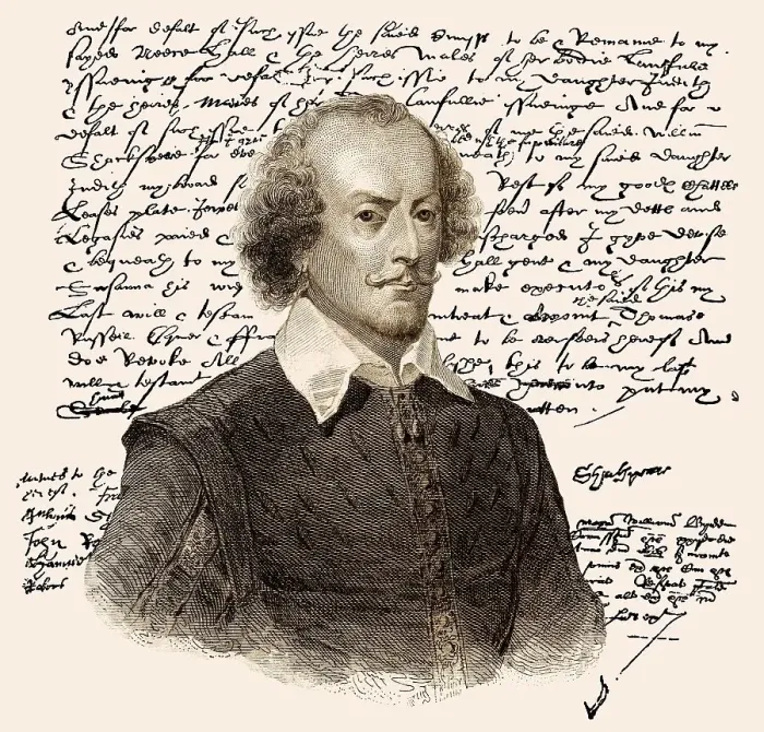 Framed Print : Portraet und Faksimile des Testaments von William Shakespeare
