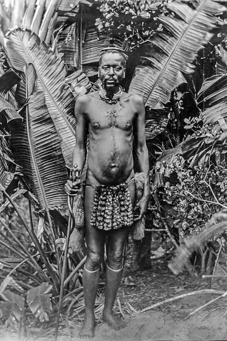 Framed Print : Portrait of an African man in front of banana trees Framed Print : Portrait of an African man in front of banana trees