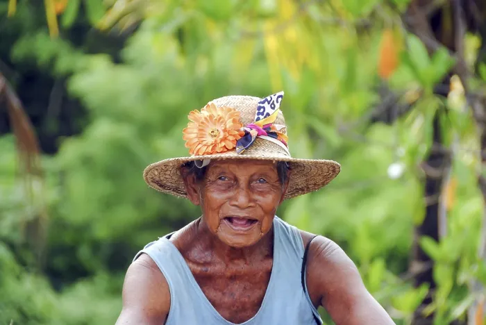 Framed Print : Portrait of a balinese old woman looking at camera