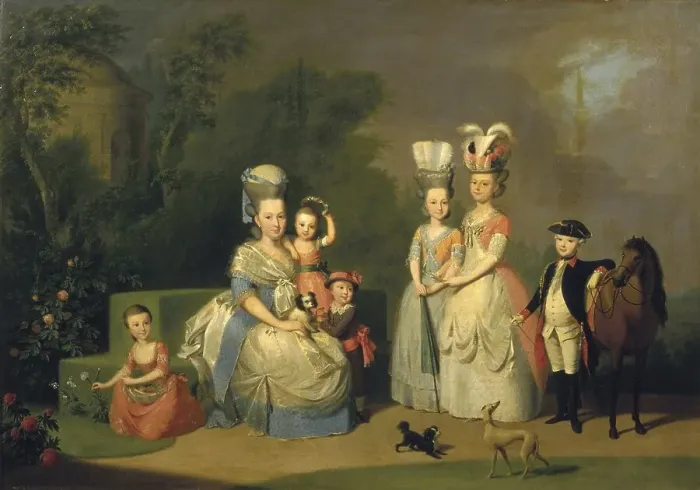 Framed Print : Portrait of Carolina Wilhelmina of Orange (1743-1787) with her children