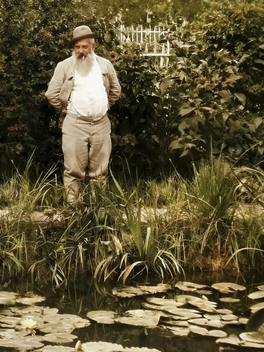 Framed Print : Portrait of Claude Monet, garden at Giverny