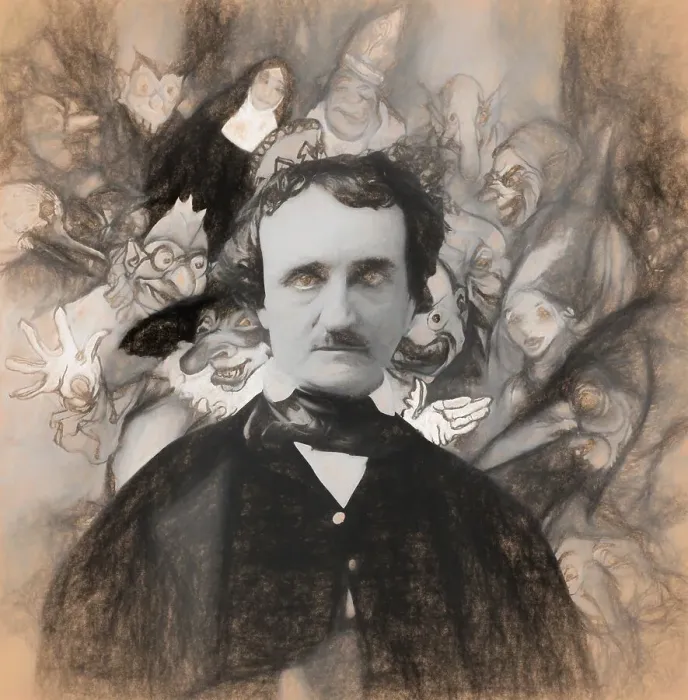 Framed Print : Portrait of Edgar Allan Poe, The Masque of the Red Death
