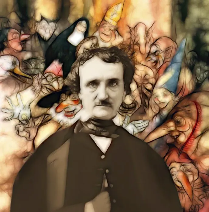 Framed Print : Portrait of Edgar Allan Poe, The Masque of the Red Death