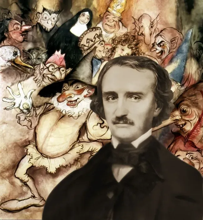 Framed Print : Portrait of Edgar Allan Poe, The Masque of the Red Death
