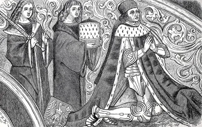 Framed Print : Portrait of the Elector Albrecht Achilles of Brandenburg on the altarpiece of the collegiate church of Ansbach
