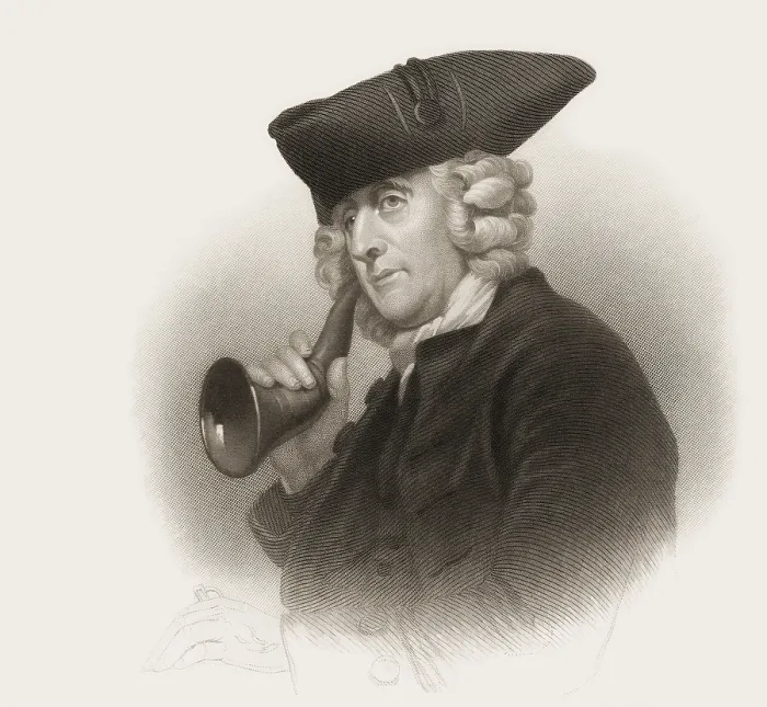 Framed Print : Portrait of James Hutton with an ear trumpet