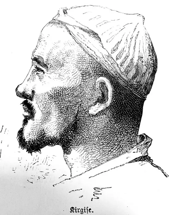 Framed Print : Portrait Kyrgyz, side view, beard