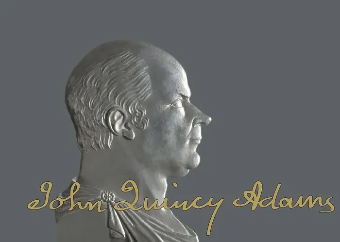 Framed Print : Portrait from a medal of John Quincy Adams