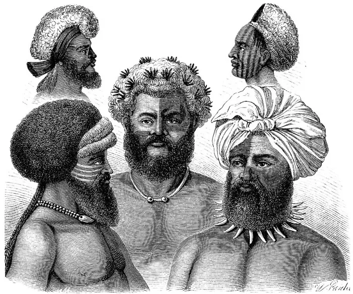 Framed Print : Portrait of some men of the Biti Indians with headdress
