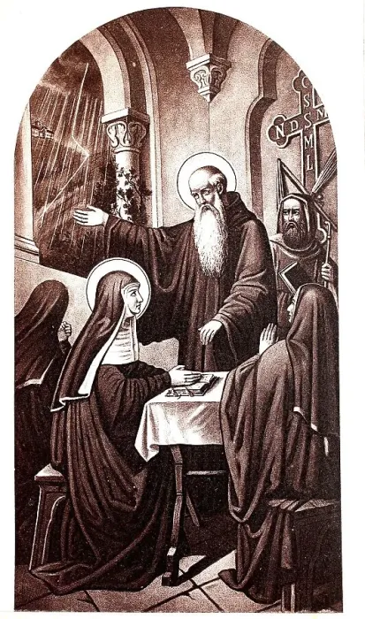 Framed Print : Portrait of a saint, last conversation between St Bendict and St Scholastica Framed Print : Portrait of a saint, last conversation between St Bendict and St Scholastica