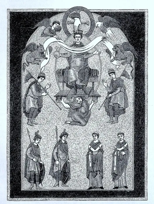 Framed Print : Portrait showing Otto III with representatives of the imperial princes