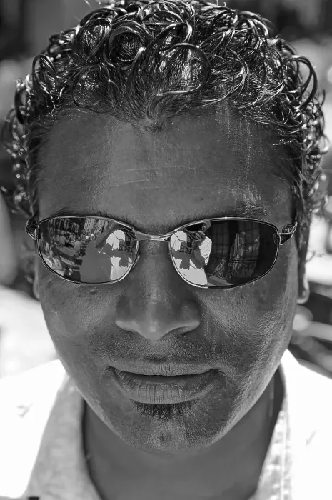 Framed Print : Portrait with Sunglasses of a Mauritian Framed Print : Portrait with Sunglasses of a Mauritian