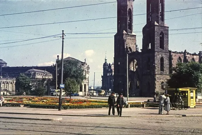 Framed Print : Postplatz with the ruins of the Gothic Sohienkirche