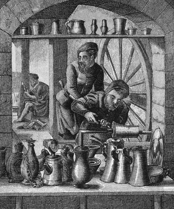 Framed Print : Pot casters, 16th Century, historical illustration