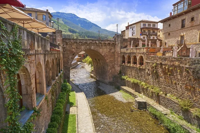 Framed Print : Potes river Quiviesa Deva a Cantabria village of Spain Framed Print : Potes river Quiviesa Deva a Cantabria village of Spain