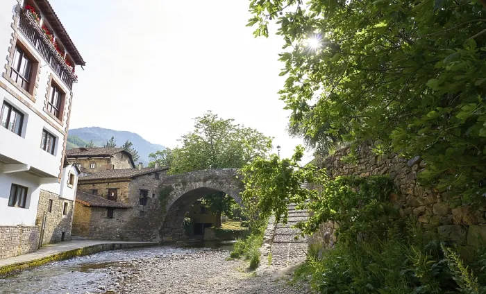 Framed Print : Potes river Quiviesa Deva a Cantabria village of Spain