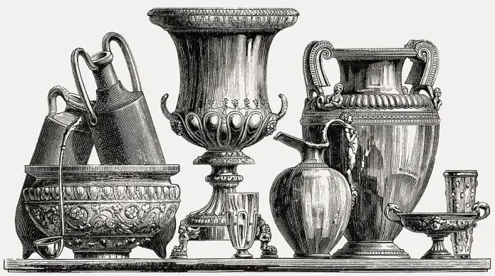Framed Print : Pottery and vessels in ancient Rome