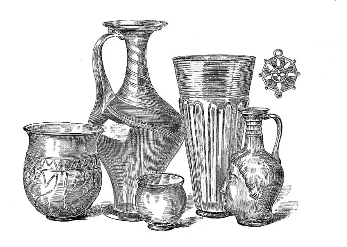 Framed Print : Pottery vessels from the Roman period