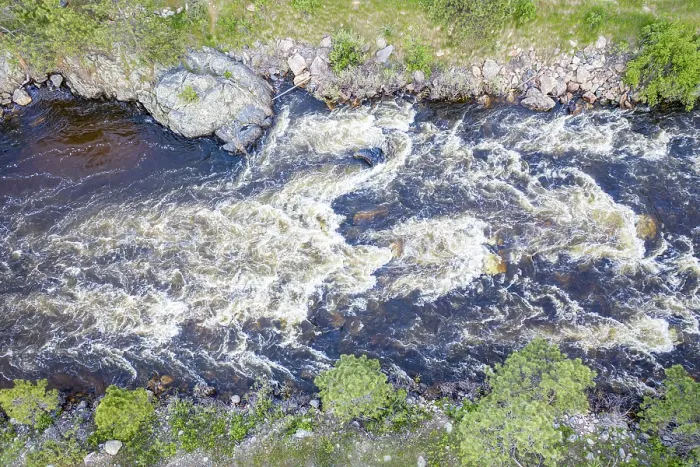 Framed Print : Poudre River and Canyon with high water and late spring scenery