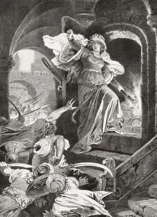 Framed Print : The powder magazine explosion, Battle of Szigeth