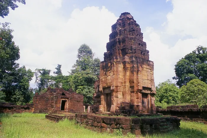 Framed Print : Prasat Ta Meuan - a complex of three structures built in the 12th-13th centuries around the time of Framed Print : Prasat Ta Meuan - a complex of three structures built in the 12th-13th centuries around the time of