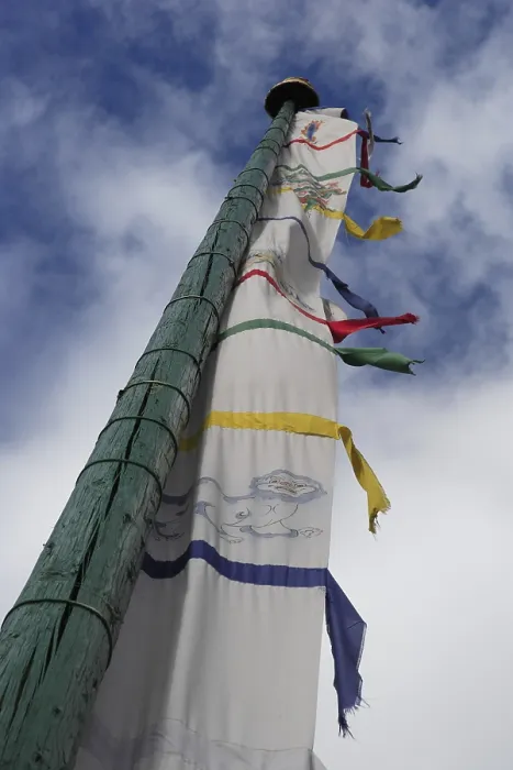 Framed Print : Prayer Flag in Bhutan against the sky