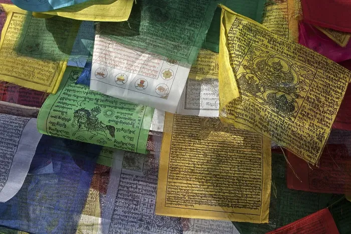 Framed Print : Prayer flags at Boudhanath Stupa