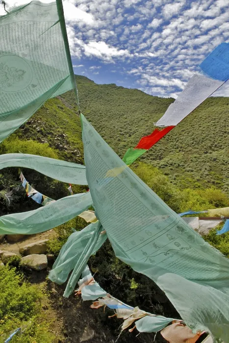 Framed Print : Prayer flags, Chim-puk Hermitage near Tsethang close to Lhasa