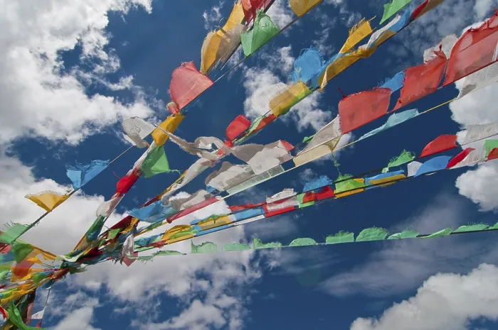 Framed Print : Prayer flags on the Friendship Highway