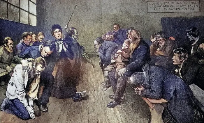 Framed Print : Prayer and silent worship of the Salvation Army