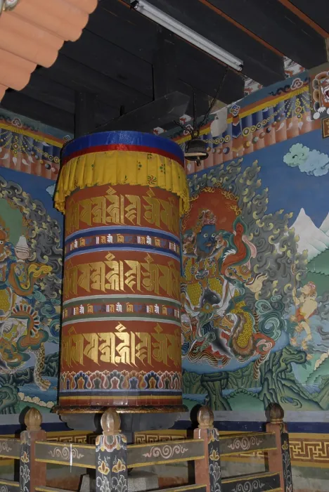 Framed Print : Prayer wheel in the dzong of Trongsa, Bhutan