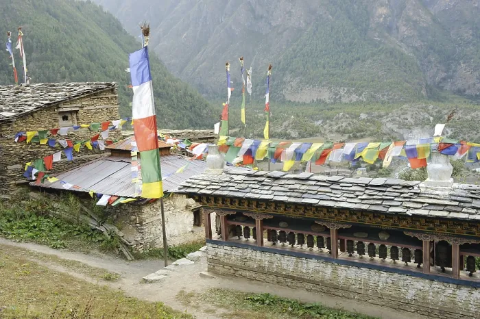 Framed Print : Prayer wheel monastery in upper pisang Framed Print : Prayer wheel monastery in upper pisang