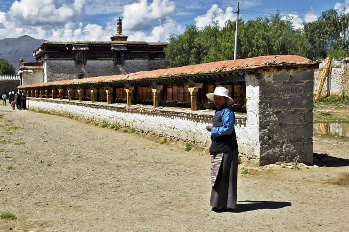 Framed Print : Prayer wheels, monastery Samye near Lhasa