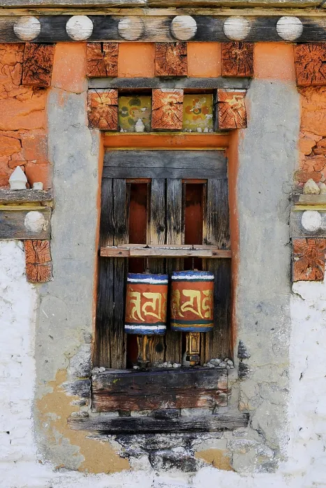 Framed Print : Prayer wheels in the outer wall of a temple Framed Print : Prayer wheels in the outer wall of a temple