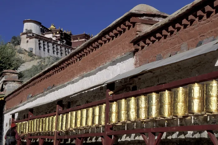 Framed Print : Prayer wheels wheel with Potala Palace in background Lhasa Tibet
