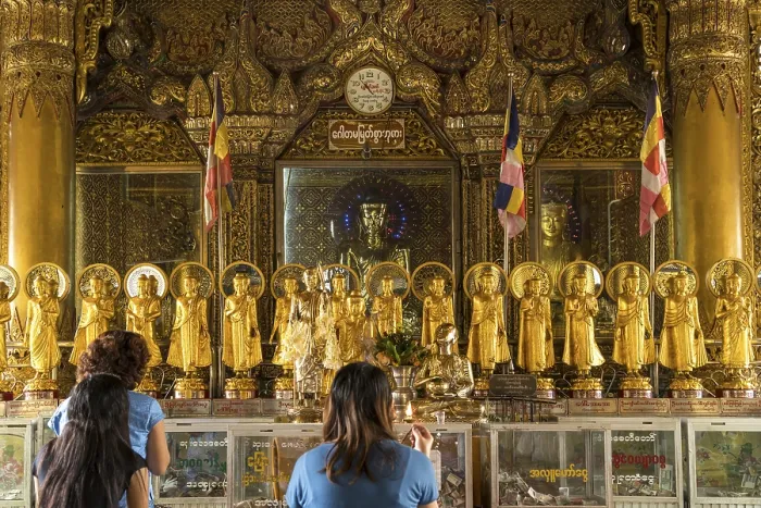 Framed Print : Praying Buddhists in the Sule Pagoda Framed Print : Praying Buddhists in the Sule Pagoda