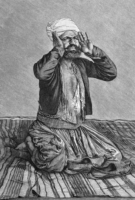 Framed Print : Praying Muslim, historical engraving, about 1888