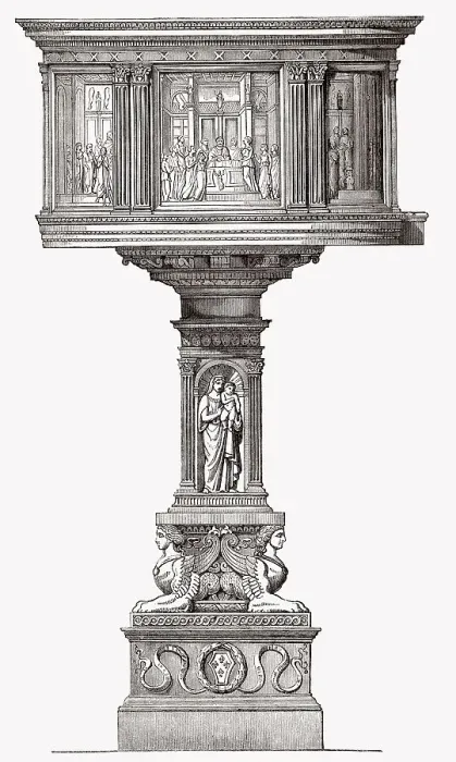 Framed Print : Predigtkanzel, roemisch-katholische Kirche