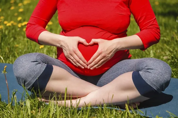 Framed Print : Pregnancy yoga exercise Framed Print : Pregnancy yoga exercise