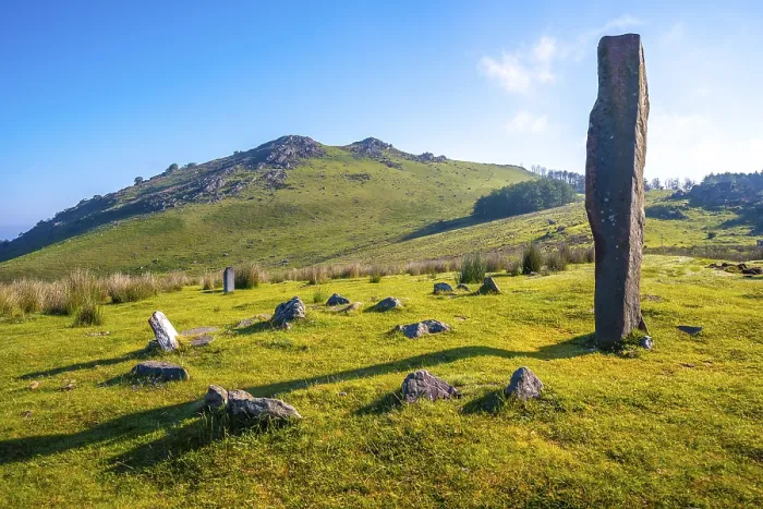 Framed Print : A prehistoric dolmen one spring morning on top of Monte Adarra in Urnieta