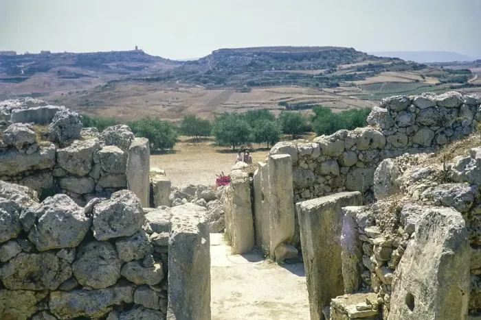 Framed Print : Prehistoric neolithic archaeological site, megalithic temple complex, ggantija, Gozo, Malta, Europe 1971, Europe