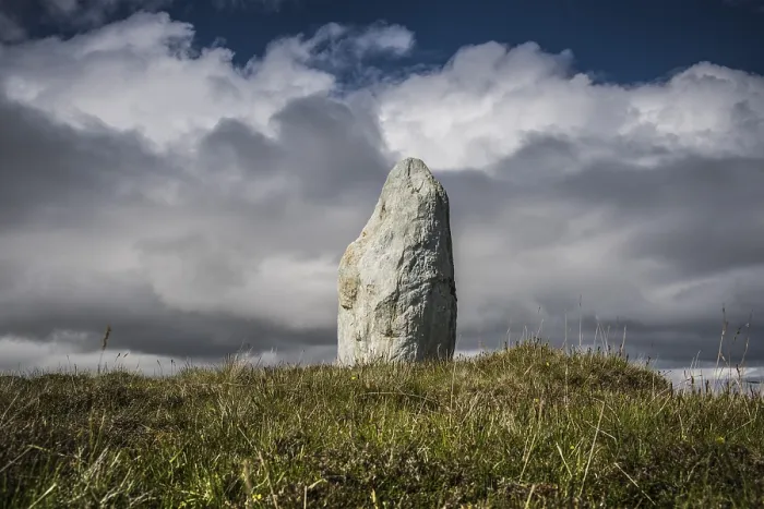 Framed Print : Prehistoric standing stone block