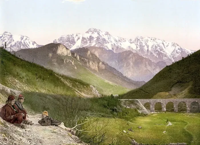 Framed Print : Prenjalpe, between Mostar and Sarajevo, Herzegovina, Austro-Hungary, Austro-Hungarian Monarchy, today Bosnia-Herzegovina, Historical, around 1900, digitally restored reproduction from a 19th century original Prenjalpe, between Mostar and Sarajewo