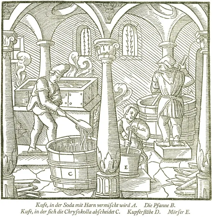 Framed Print : Preparation of soda, historical account from Georgius Agricola