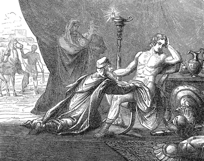Framed Print : Priam asking Achilles about the corpse of his son Hektor