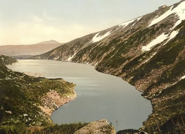 Framed Print : The Prince Henry House and the Great Lake in the KrkonoTe Mountains