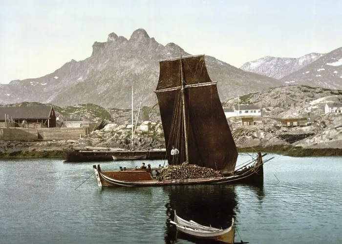 Framed Print : Print shows a Nordlandsbat ship