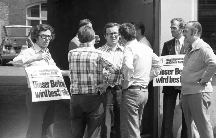 Framed Print : The printers strike in collective bargaining dispute on 7