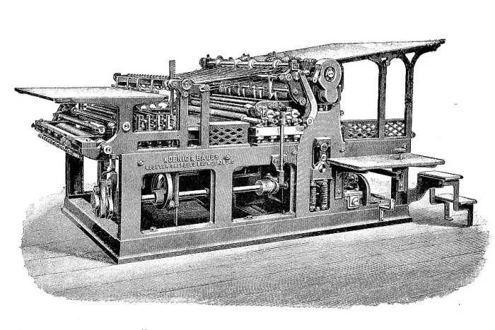 Framed Print : Printing technique, two-tour press for factory printing Framed Print : Printing technique, two-tour press for factory printing