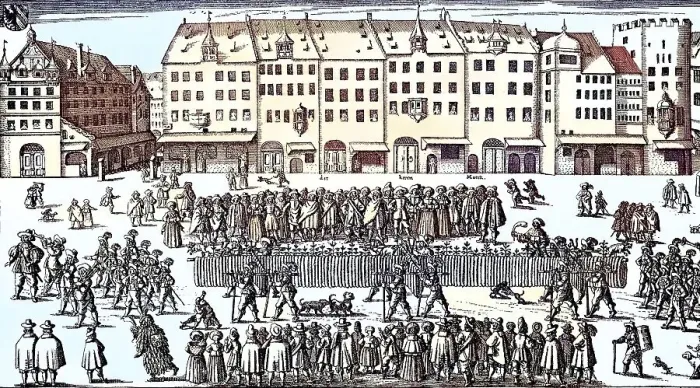 Framed Print : Procession of the butchers in Nuremberg Framed Print : Procession of the butchers in Nuremberg